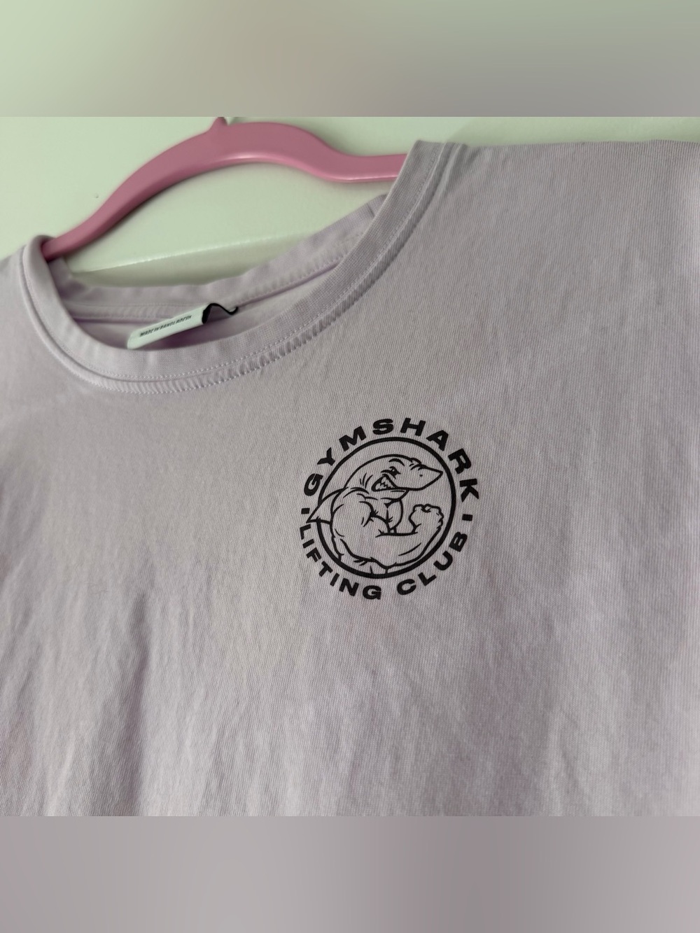 Gymshark Lilac Short Sleeve Cropped Tee with Black Logo (large) - Picture 2 of 4